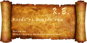 Kozári Boglárka névjegykártya